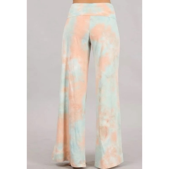 SOLD OUT Peach Mint Wide Leg Relaxed Palazzo Lounge Pants - Picture 4 of 6